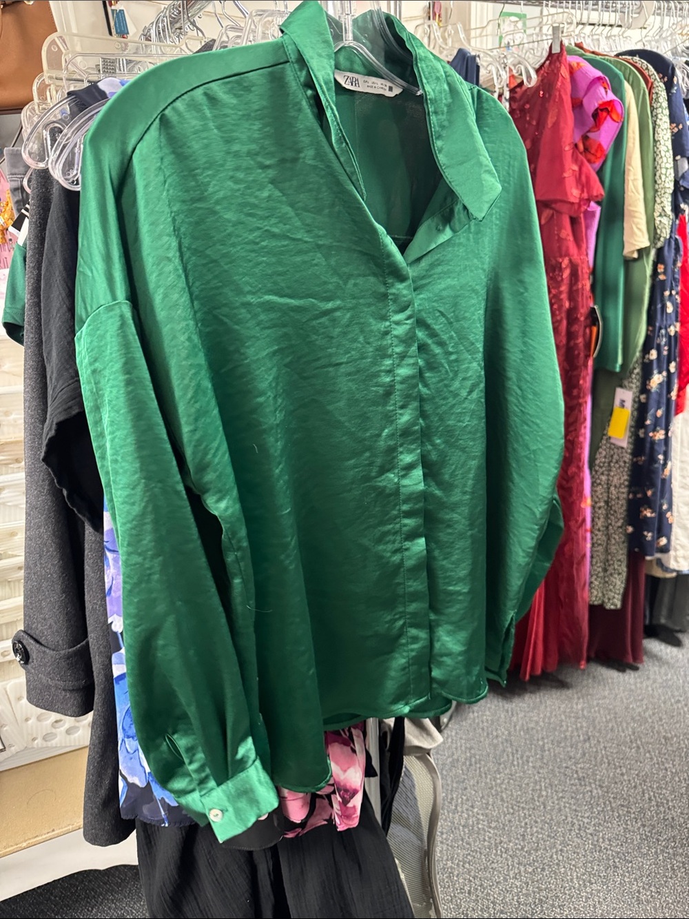 Zara satin button down L // 092025